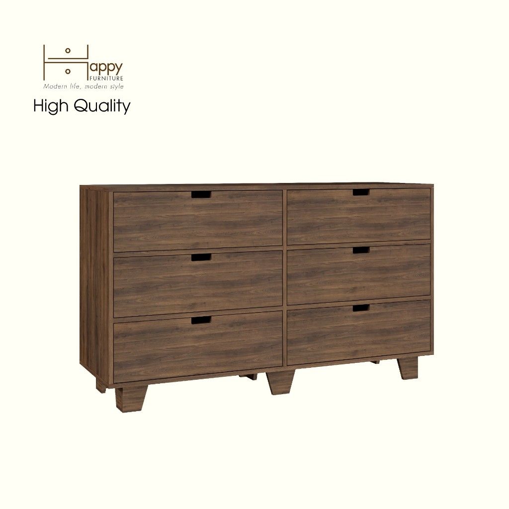 HAPPY FURNITURE , ALVA - Tủ lưu trữ 6 ngăn kéo , THK_230 , 140cm x 45cm x 82cm DxRxC