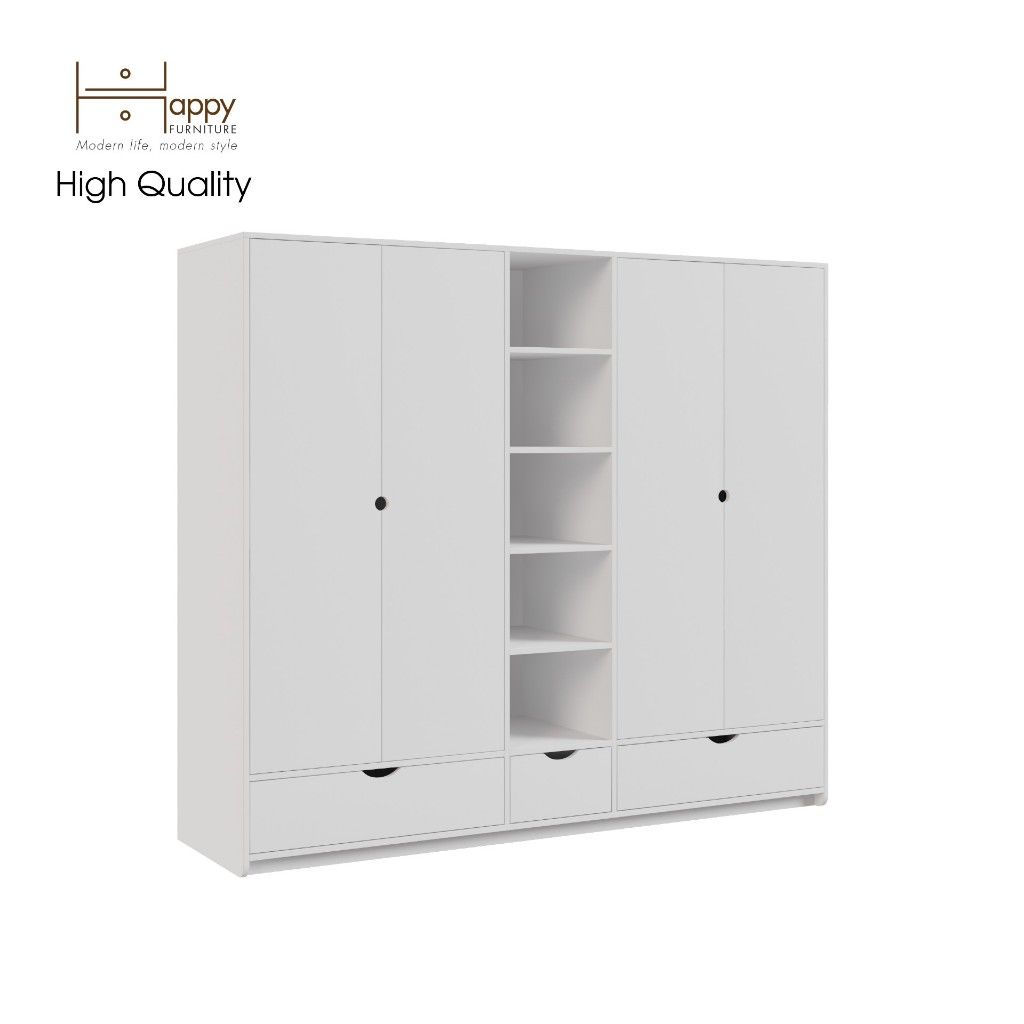 HAPPY FURNITURE , Tủ quần áo 4 cửa mở - CIRCLE , TCM_073 , 200cm x 56cm x 176cm