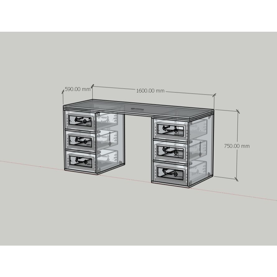 HAPPY FURNITURE , Bàn làm việc 6 ngăn kéo - MAY , BAN_151 , 160cm x 59cm x 75cm DxRxC
