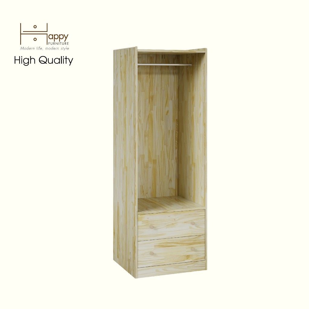 HAPPY FURNITURE , Gỗ tự nhiên , Tủ quần áo 2 ngăn kéo - GAMZE , THK_192 , 60cm x 59cm x 176cm