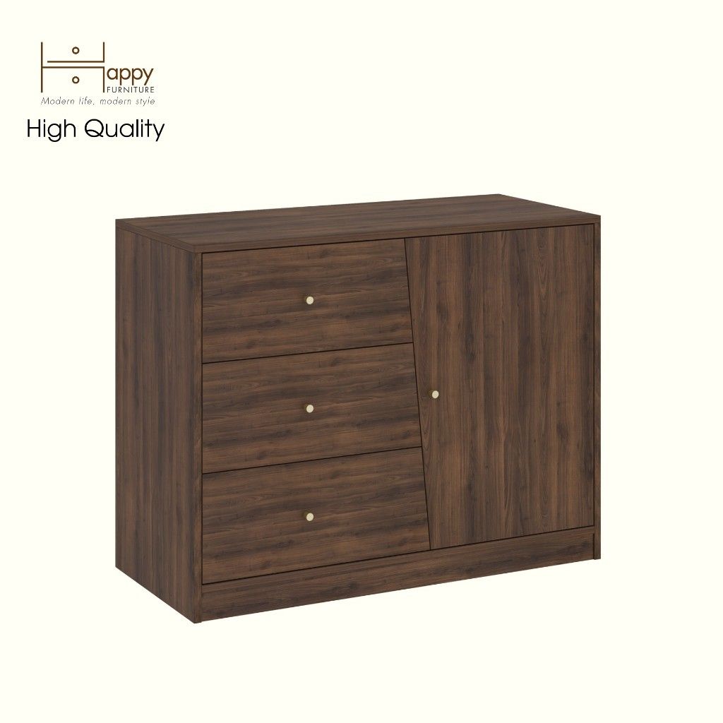 HAPPY FURNITURE , Tủ lưu trữ 3 ngăn kéo 1 cửa mở - DALEY ,TLT_075 , 100cm x 45cm x 78cm DxRxC