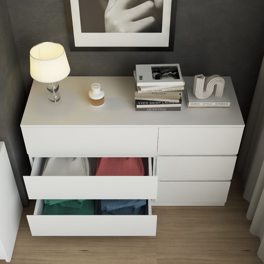 HAPPY FURNITURE , Tủ lưu trữ 6 ngăn kéo - LILY , THK_090 , 120cm x 45cm x 72cm