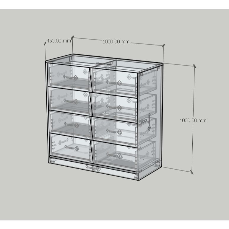 HAPPY FURNITURE , Tủ lưu trữ 8 ngăn kéo - DALEY ,THK_343 , 100cm x 45cm x 100cm DxRxC