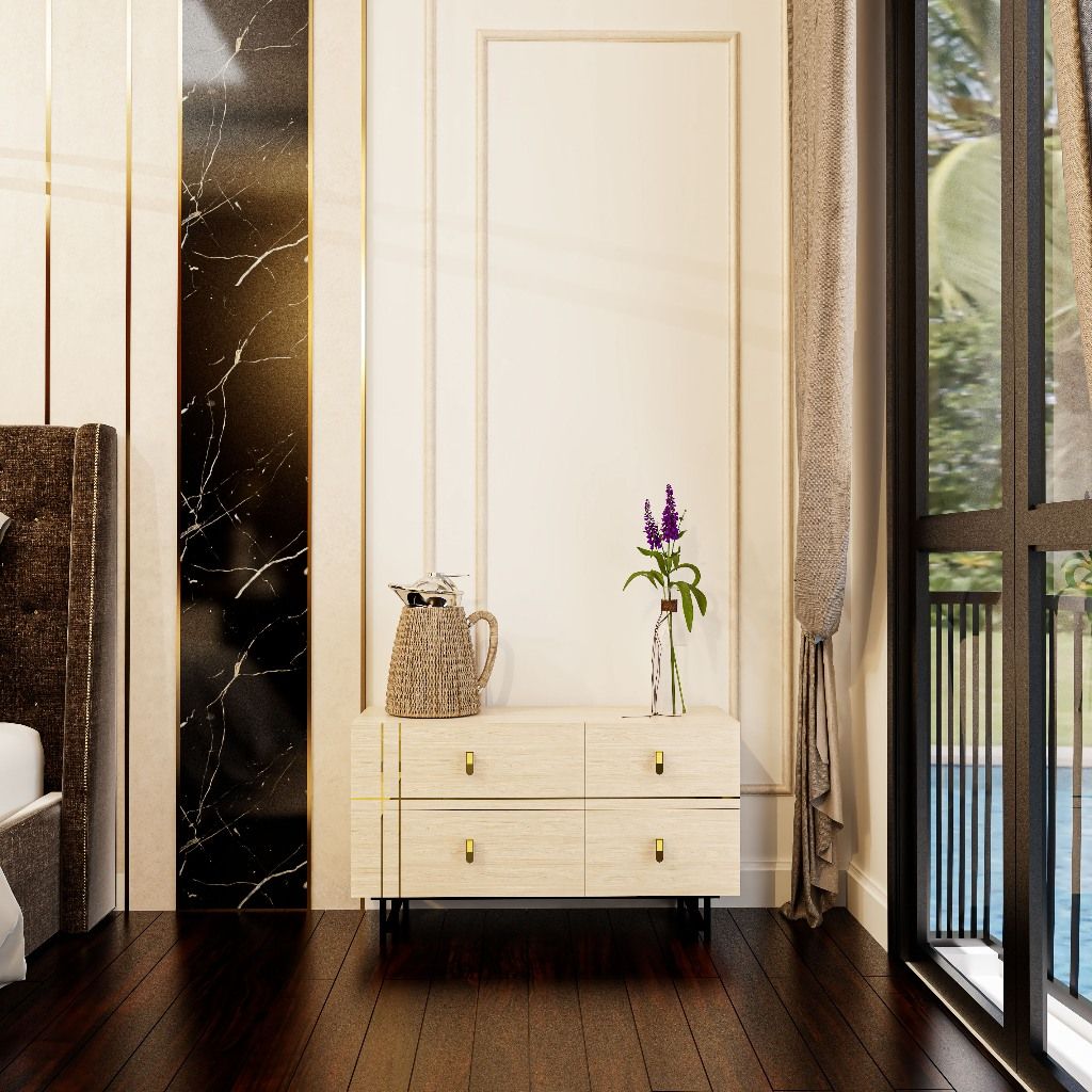 HAPPY FURNITURE , Gỗ tự nhiên , Tủ lưu trữ 4 ngăn kéo chân sắt - JOCASTA , THK_170 , 90cm x 35cm x 52cm