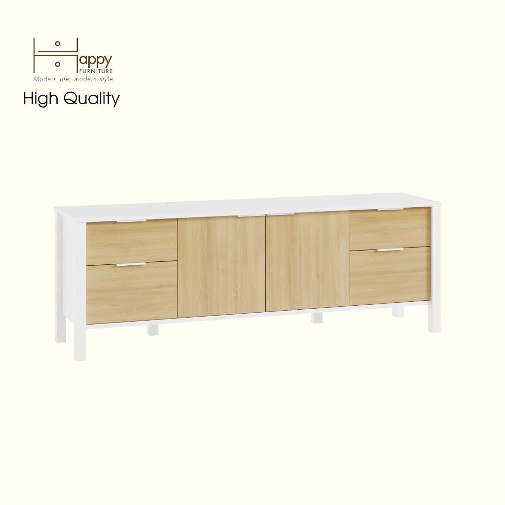 HAPPY FURNITURE , Kệ TV 2 cửa mở 4 ngăn kéo - MOKA, KTV_075 , 160cm x 40cm x 56cm DxRxC