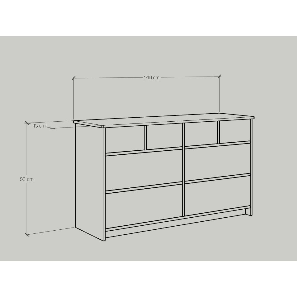 HAPPY FURNITURE , Tủ lưu trữ 8 ngăn kéo - NOMIA , THK_065 , 140cm x 45cm x 80cm