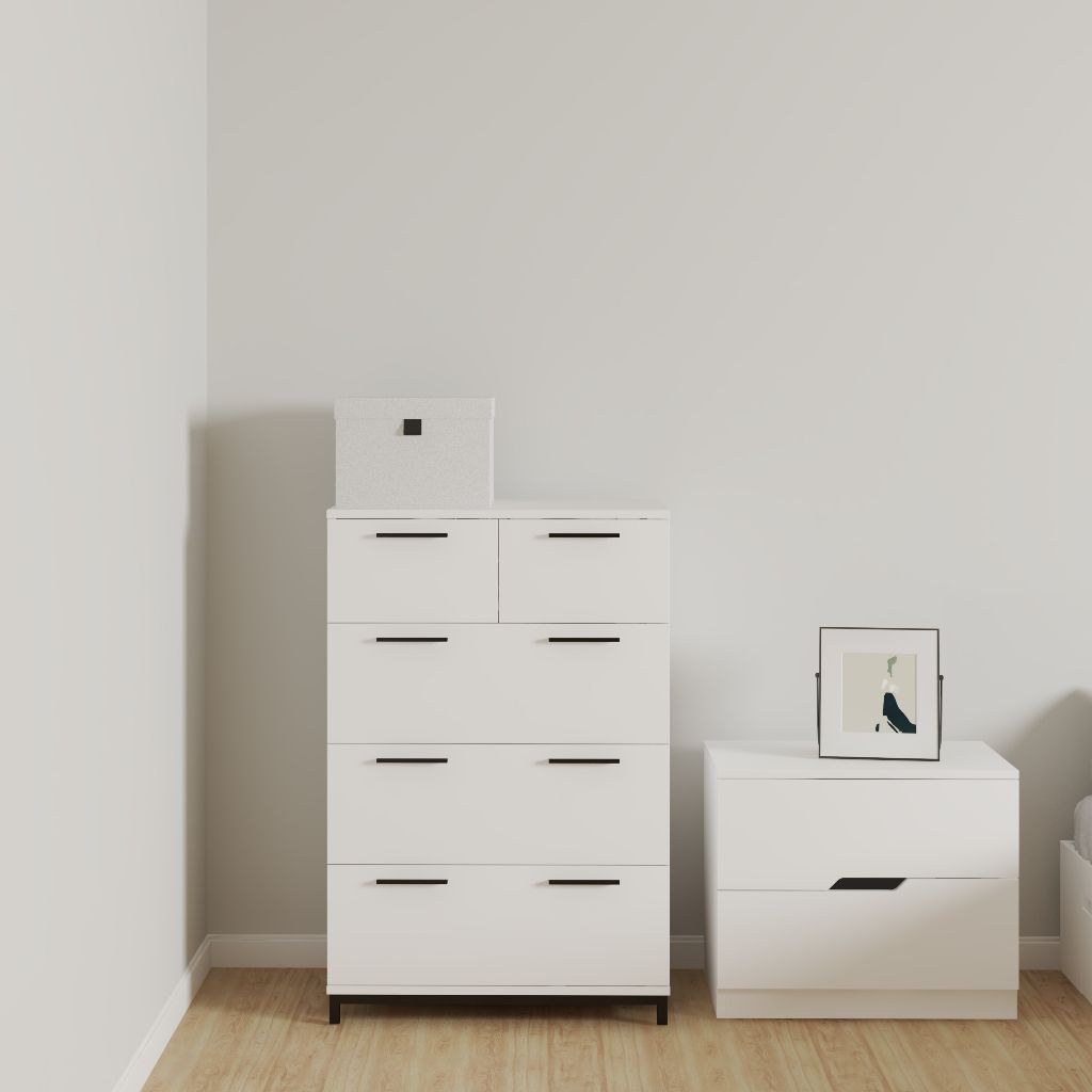 HAPPY FURNITURE , Tủ lưu trữ 5 ngăn kéo chân sắt - LOUIS , THK_062 , 68cm x 45cm x 102cm