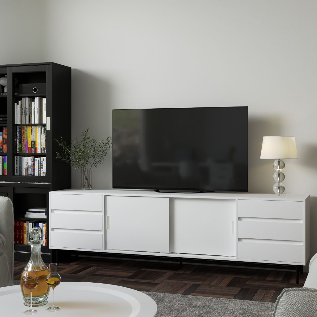 HAPPY FURNITURE , Kệ TV 2 cửa lùa - LUCA , KTV_015 , 220cm x 42cm x 65cm