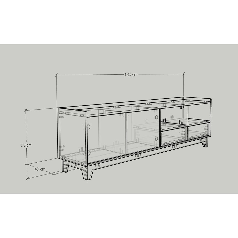 HAPPY FURNITURE , Kệ TV 6 ngăn kéo - KINA , KTV_010 , 180cm x 40cm x 56cm