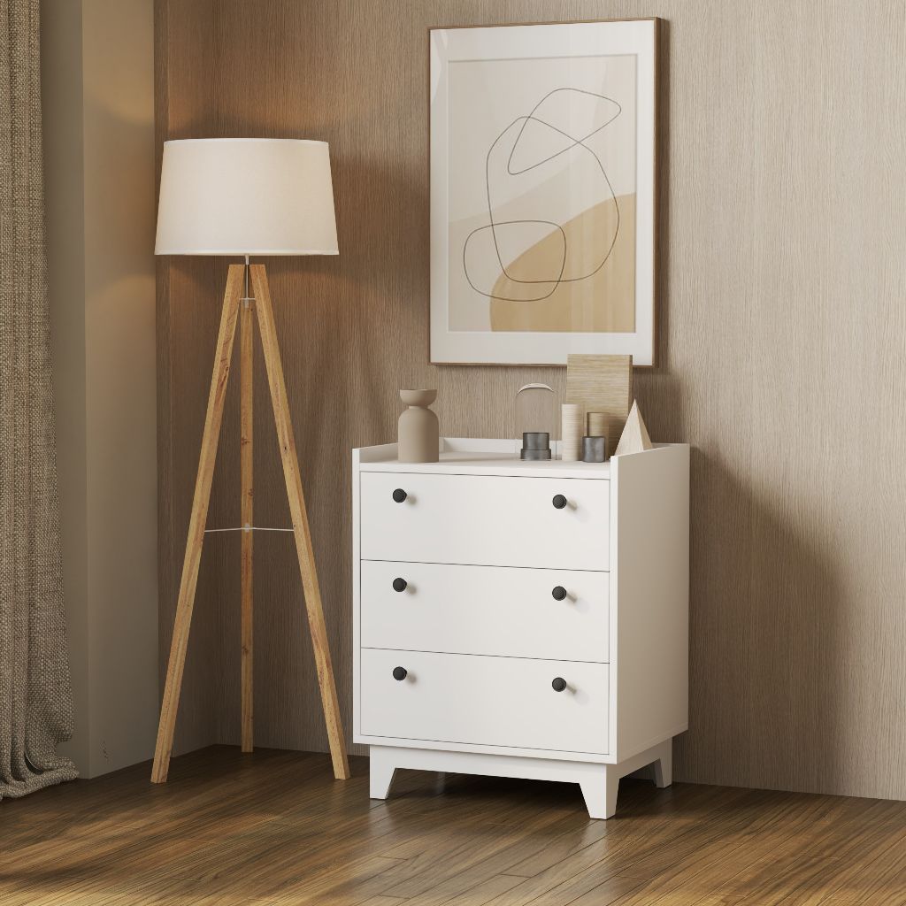 HAPPY FURNITURE , Tủ đựng đồ 3 ngăn kéo - KINA , THK_074 , 60cm x 45cm x 75cm