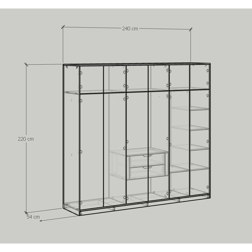 HAPPY FURNITURE , Tủ quần áo 2m4x2m2 - ELEGANT , TCM_044 , 240cm x 54cm x 220cm
