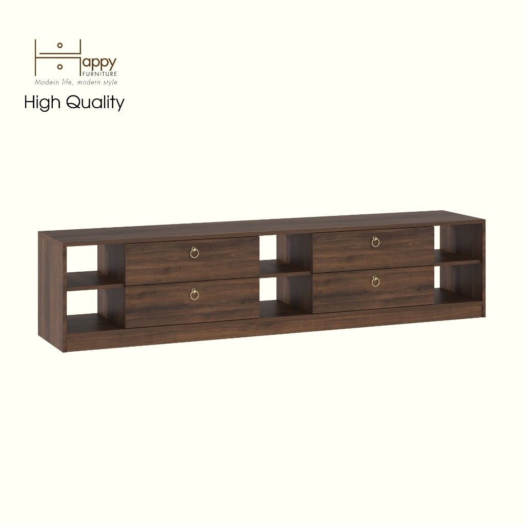 HAPPY FURNITURE , Kệ TV 4 ngăn kéo - MERI , KTV_090 , 200cm x 40cm x 45cm DxRxC