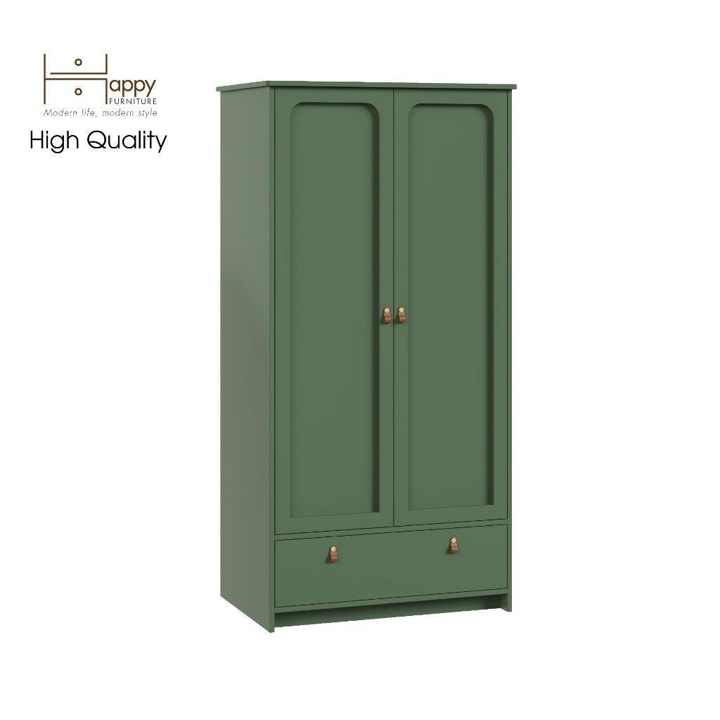 HAPPY FURNITURE , Tủ quần áo 2 cửa mở 1 ngăn kéo - NOMIA , TCM_037 , 90cm x 58cm x 180cm