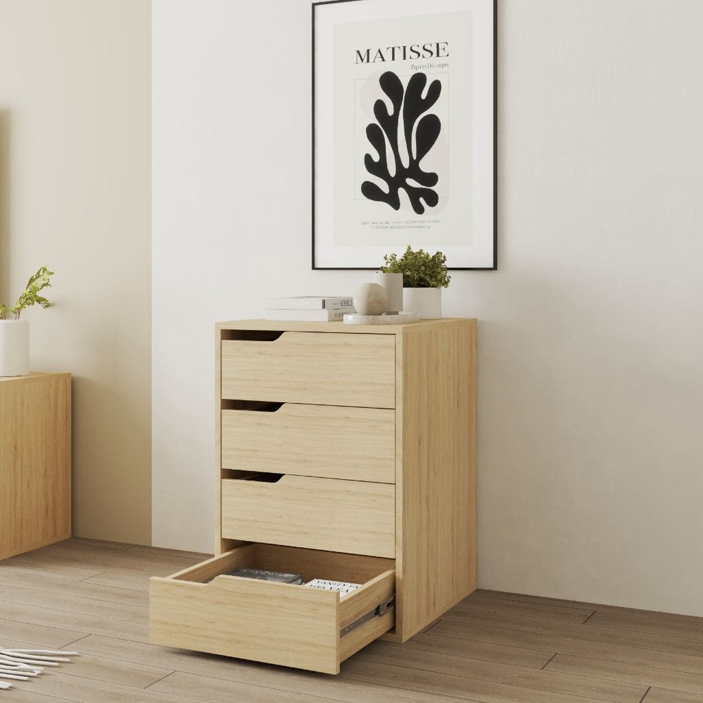 HAPPY FURNITURE , Tủ lưu trữ 4 ngăn kéo - ASO, THK_299 , 50cm x 50cm x 72cm DxRxC