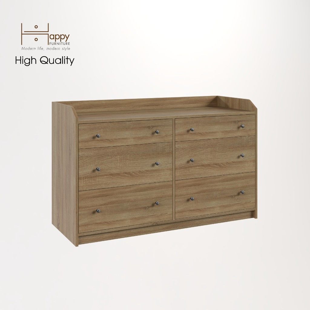 HAPPY FURNITURE , Tủ 3 tầng 6 ngăn kéo - CANA , THK_009 , 138cm x 46cm x 84cm