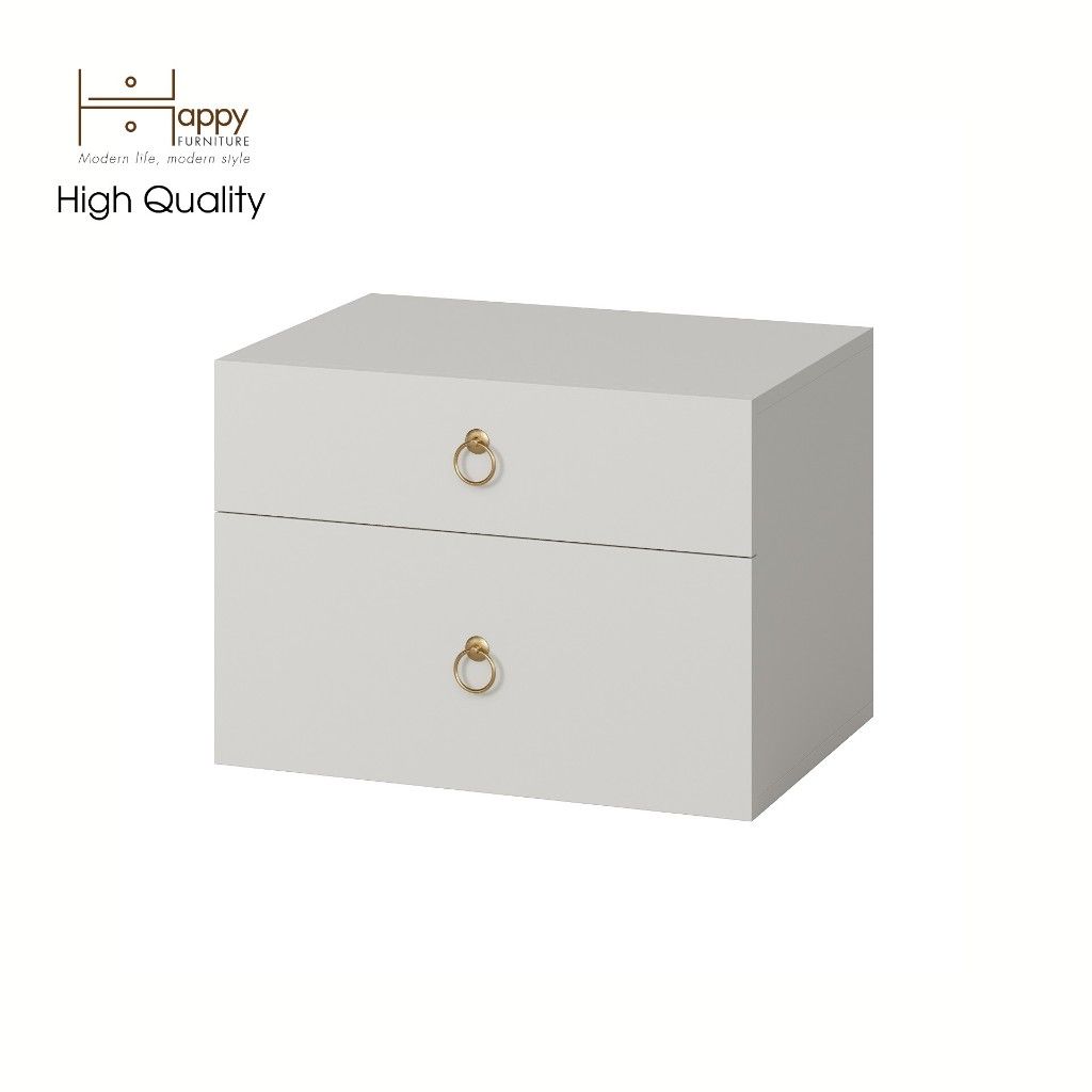 HAPPY FURNITURE , Táp đầu giường 2 hộc kéo - WESLEY , THK_049 , 56cm x 40cm x 40cm