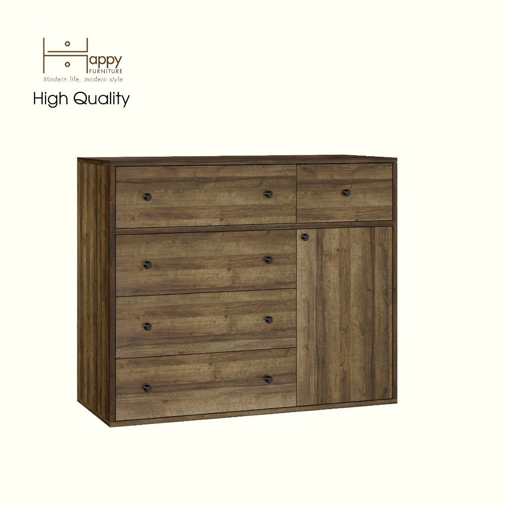 HAPPY FURNITURE , ZACY - Tủ lưu trữ 5 ngăn kéo 1 cửa mở, THK_218 , 100cm x 40cm x 82cm DxRxC, Sản phẩm phổ thông