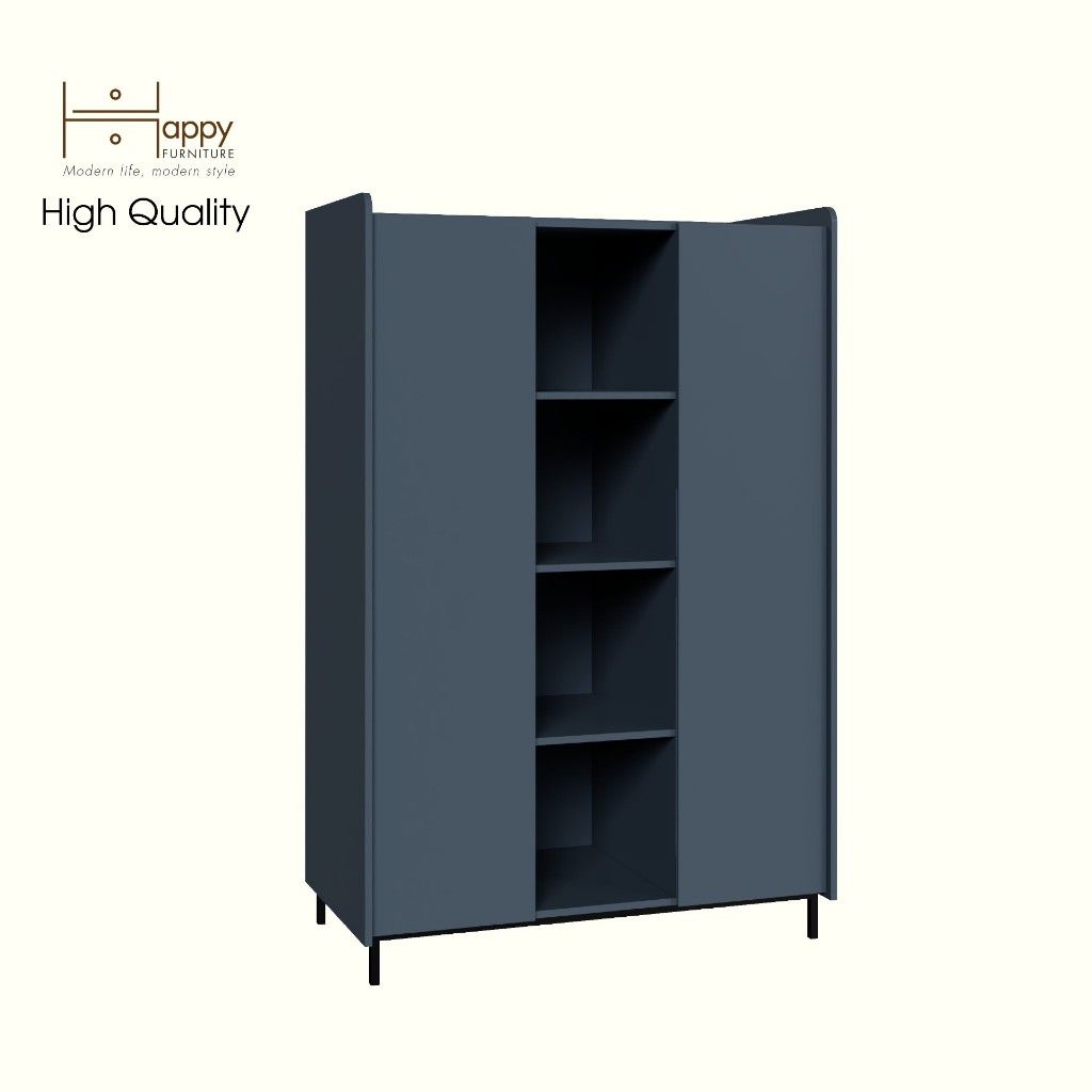 HAPPY FURNITURE , Tủ quần áo 2 cánh mở chân sắt - LAVIA , TCM_171 , 119cm x 59cm x 180cm