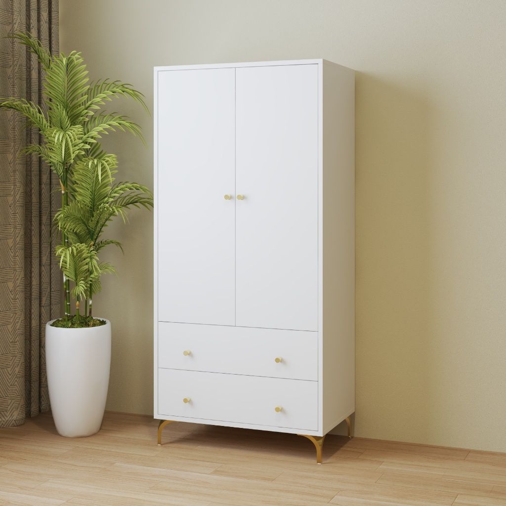 HAPPY FURNITURE , Tủ lưu trữ 2 cửa mở 2 ngăn kéo - HAPPI, TCM_229 , 70cm x 40cm x 150cm DxRxC