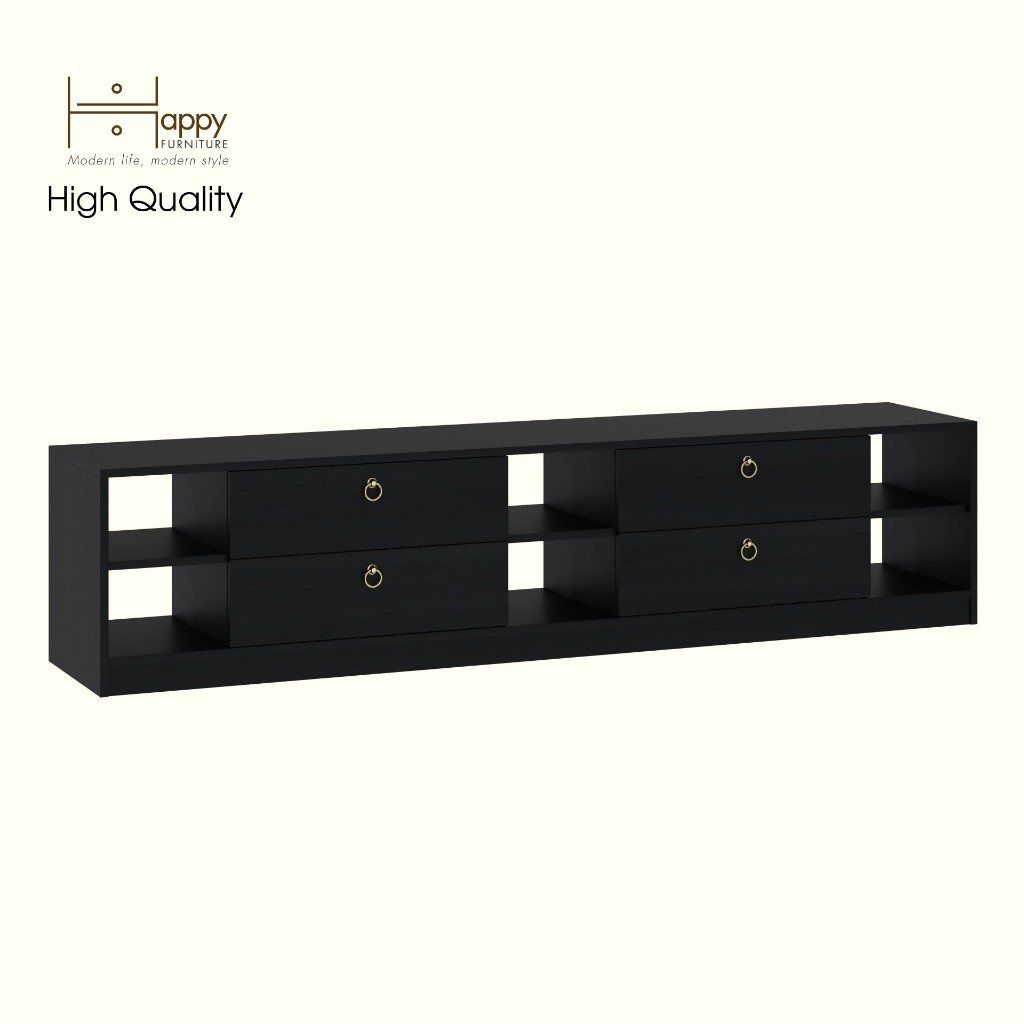 HAPPY FURNITURE , Kệ TV 4 ngăn kéo - MERI , KTV_090 , 200cm x 40cm x 45cm DxRxC