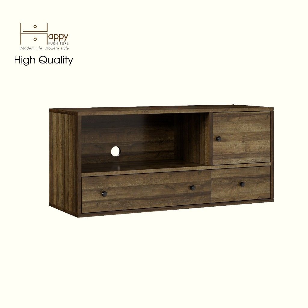 HAPPY FURNITURE , ZACY - Kệ TV 2 ngăn kéo, KTV_063 , 100cm x 40cm x 46cm DxRxC, Sản phẩm phổ thông
