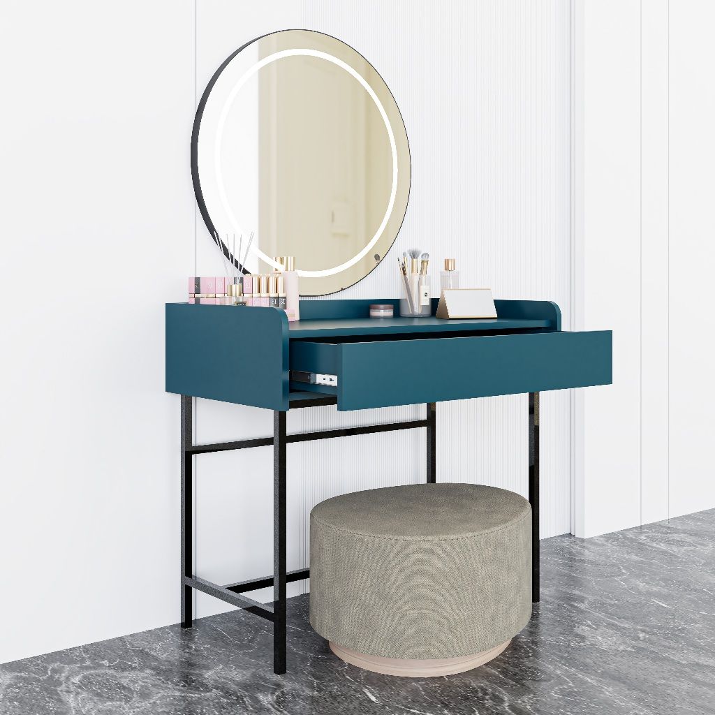 HAPPY FURNITURE , Bàn trang điểm 1 ngăn kéo chân sắt - LAVIA , BAN_085 , 90cm x 50cm x 80cm