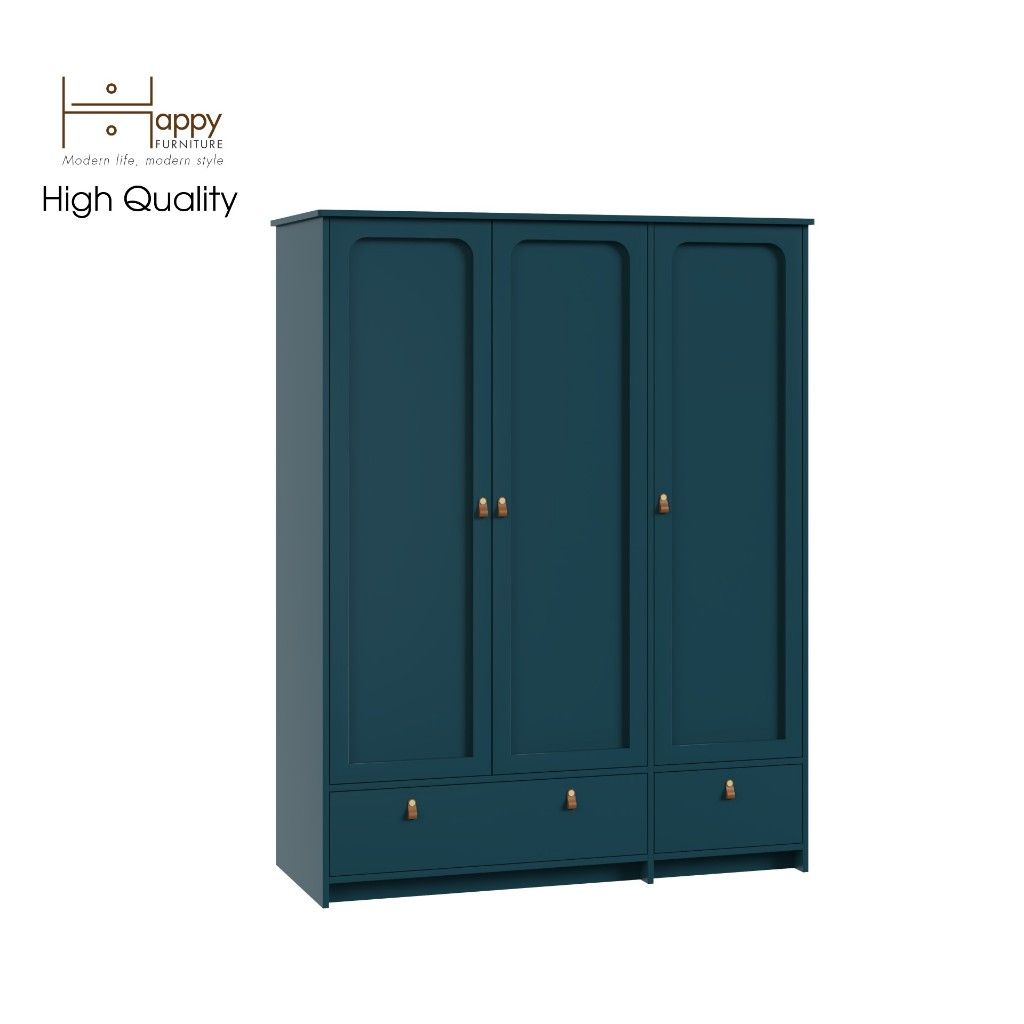 HAPPY FURNITURE , Tủ quần áo 3 cửa mở 2 ngăn kéo - NOMIA , TCM_038 , 140cm x 58cm x 180cm