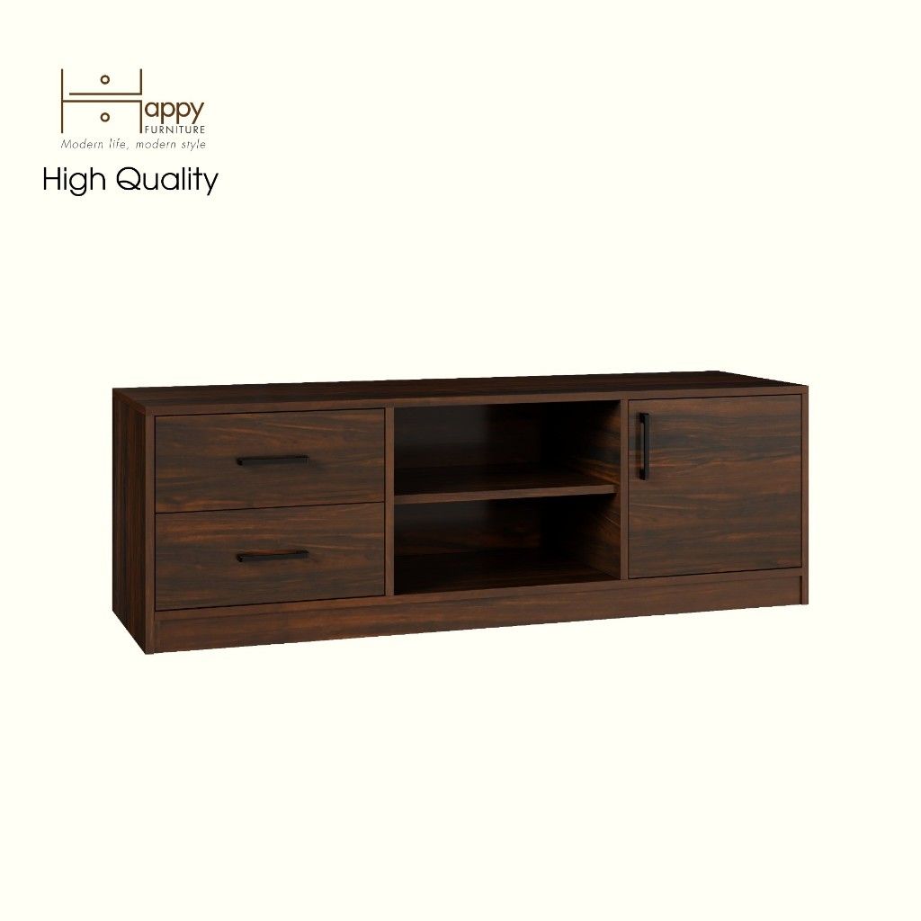 HAPPY FURNITURE , HEINEE - Kệ TV 2 ngăn kéo 1 cửa mở, KTV_068 , 140cm x 40cm x 46cm DxRxC, sản phẩm phổ thông