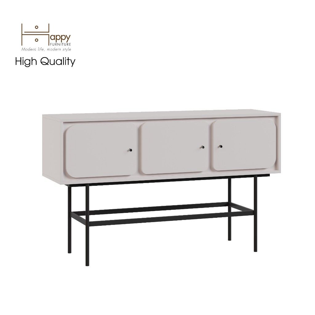 HAPPY FURNITURE , Tủ lưu trữ 3 cửa mở chân sắt - SWEETY , TCM_064 , 136cm x 40cm x 82cm