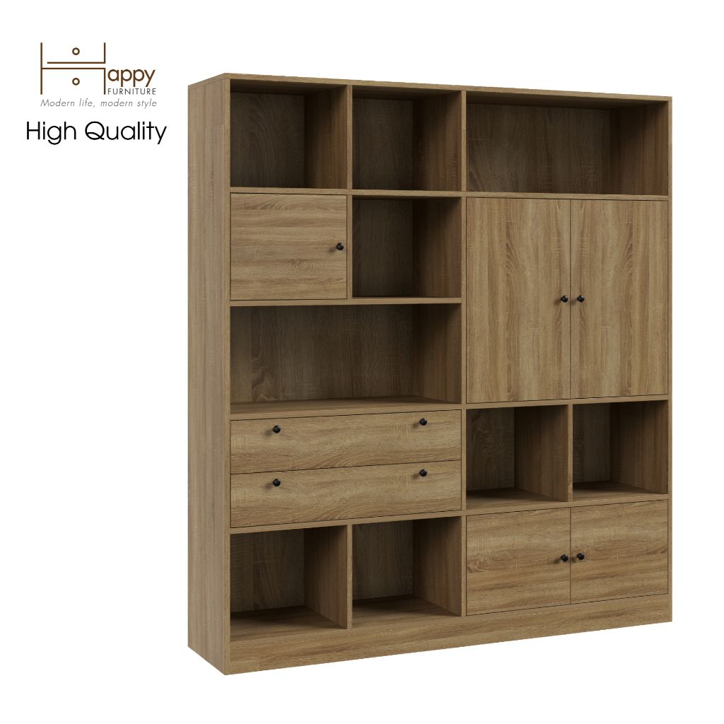 HAPPY FURNITURE , Kệ sách nhiều ngăn - CATY , KSA_026 , 160cm x 38cm x 180cm