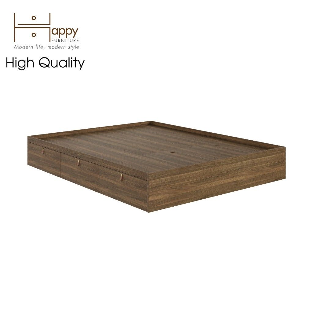 HAPPY FURNITURE , Giường ngủ 3 ngăn kéo không đầu giường - NOMIA , GNG_044 GNG_045 GNG_046 GNG_047 , 203x30cm, dài x cao