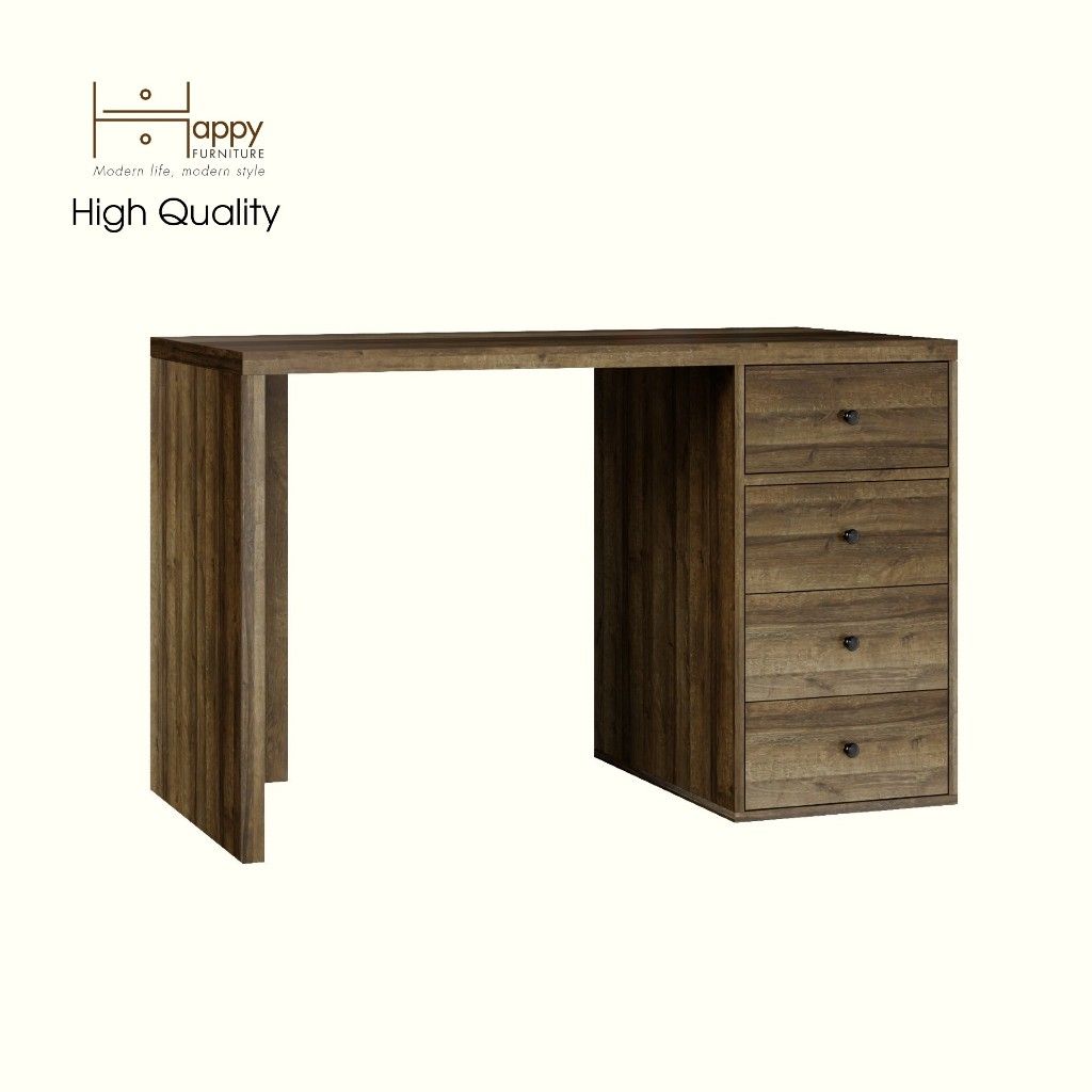 HAPPY FURNITURE , ZACY - Bàn làm việc 4 ngăn kéo, BAN_121 , 120cm x 55cm x 75cm DxRxC, Sản phẩm phổ thông