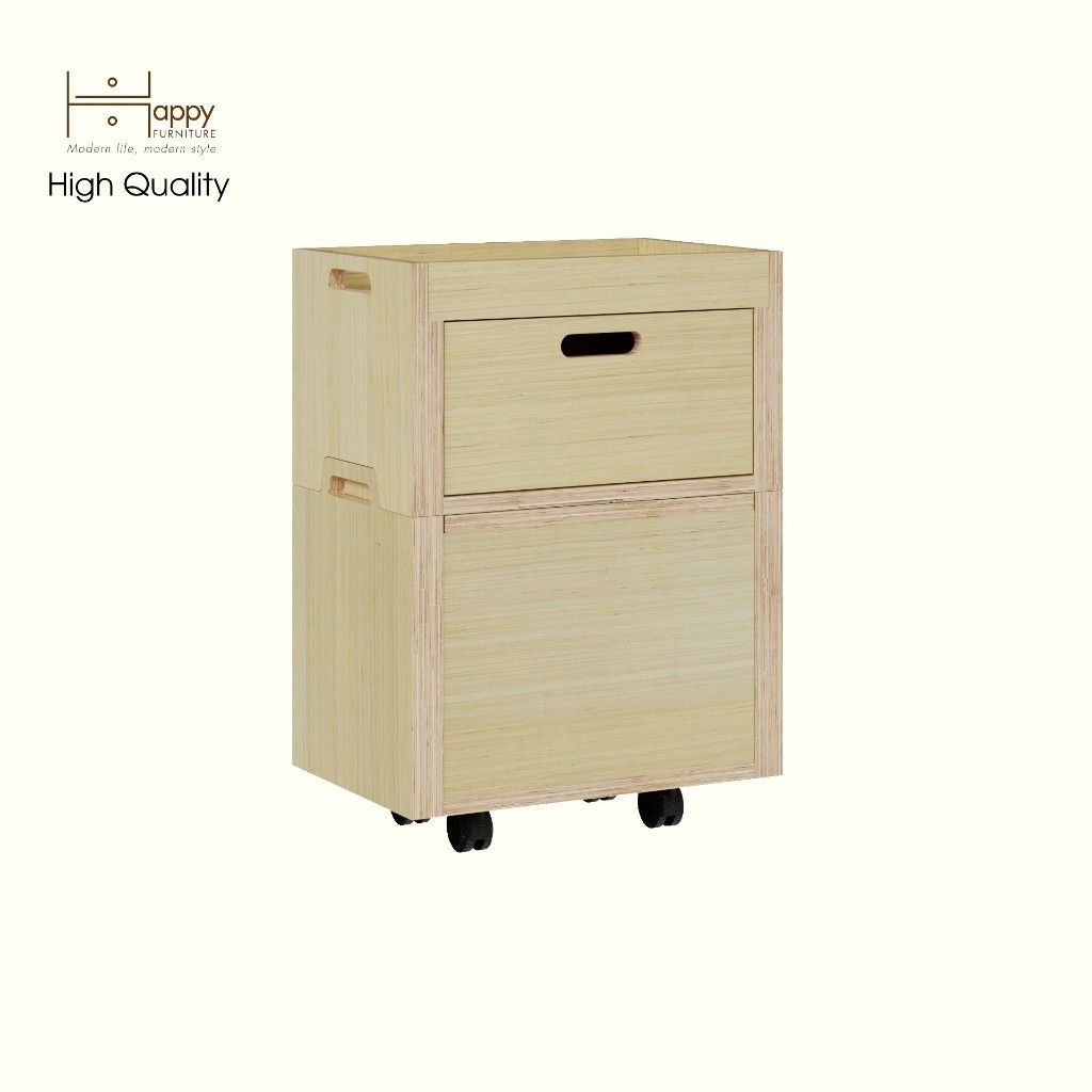 HAPPY FURNITURE , Gỗ tự nhiên , Thùng lưu trữ 1 cánh mở 1 ngăn kéo gỗ Plywood - GAMOR , TLT_029 , 45cm x 30cm x 63cm DxR