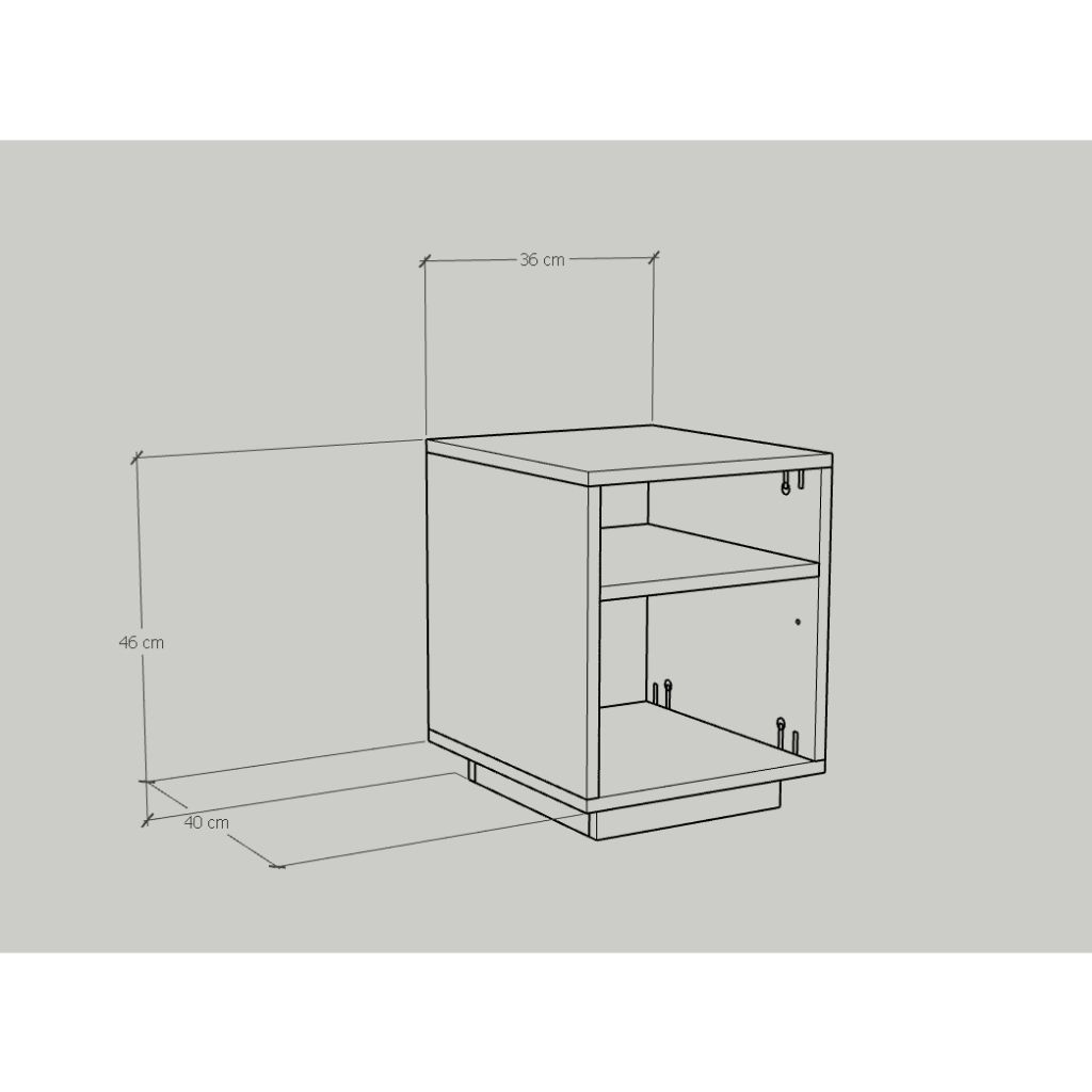 HAPPY FURNITURE , Táp đầu giường 2 ngăn - ZANE , TCM_075 , 36cm x 40cm x 46cm