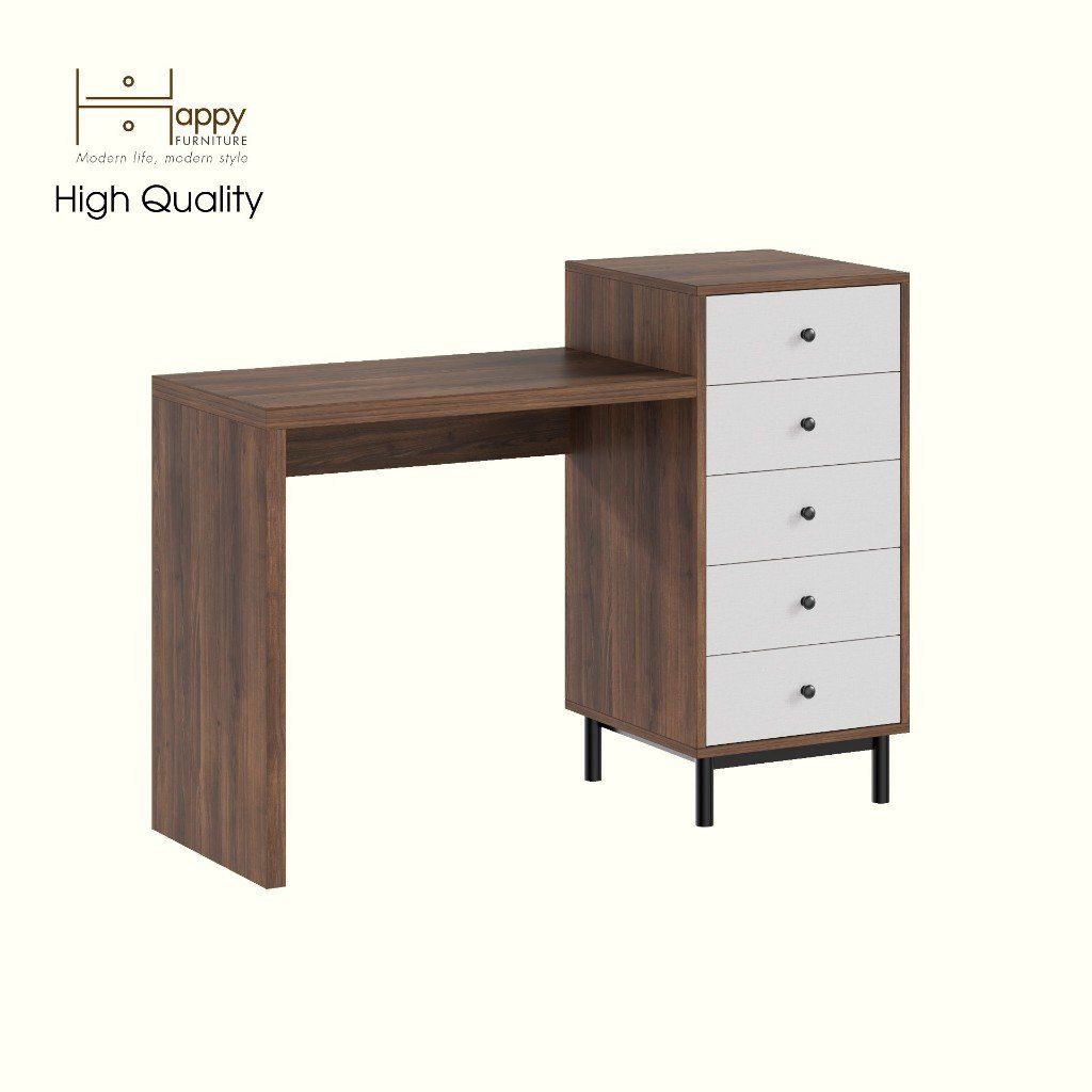 HAPPY FURNITURE , Bàn trang điểm 5 ngăn kéo - LIVIK, BAN_143 , 120cm x 45cm x 78cm DxRxC