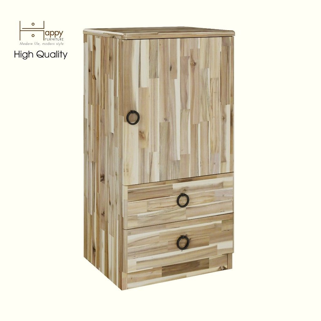 HAPPY FURNITURE , Gỗ tự nhiên , Tủ lưu trữ 2 ngăn kéo - YANNA , TLT_014_TRM , 40cm x 34cm x 78cm