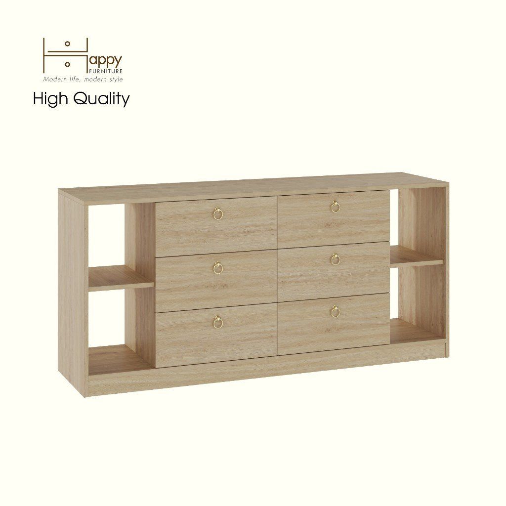 HAPPY FURNITURE , Tủ lưu trữ 6 ngăn kéo - MERI , THK_294 , 150cm x 40cm x 70cm DxRxC