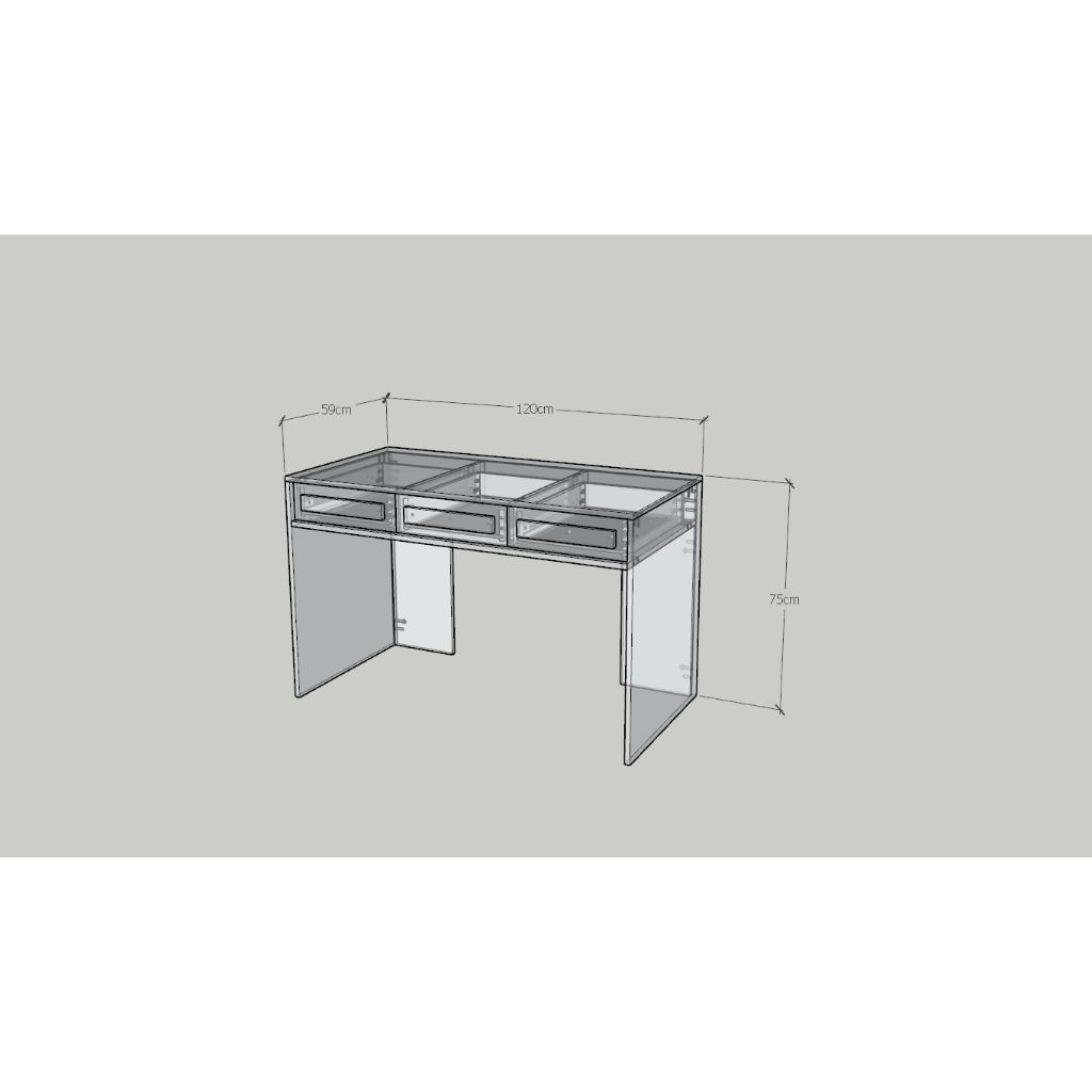 HAPPY FURNITURE , Bàn làm việc 3 ngăn kéo - RUBEL, BAN_135, 120cm x 59cm x 75cm DxRxC