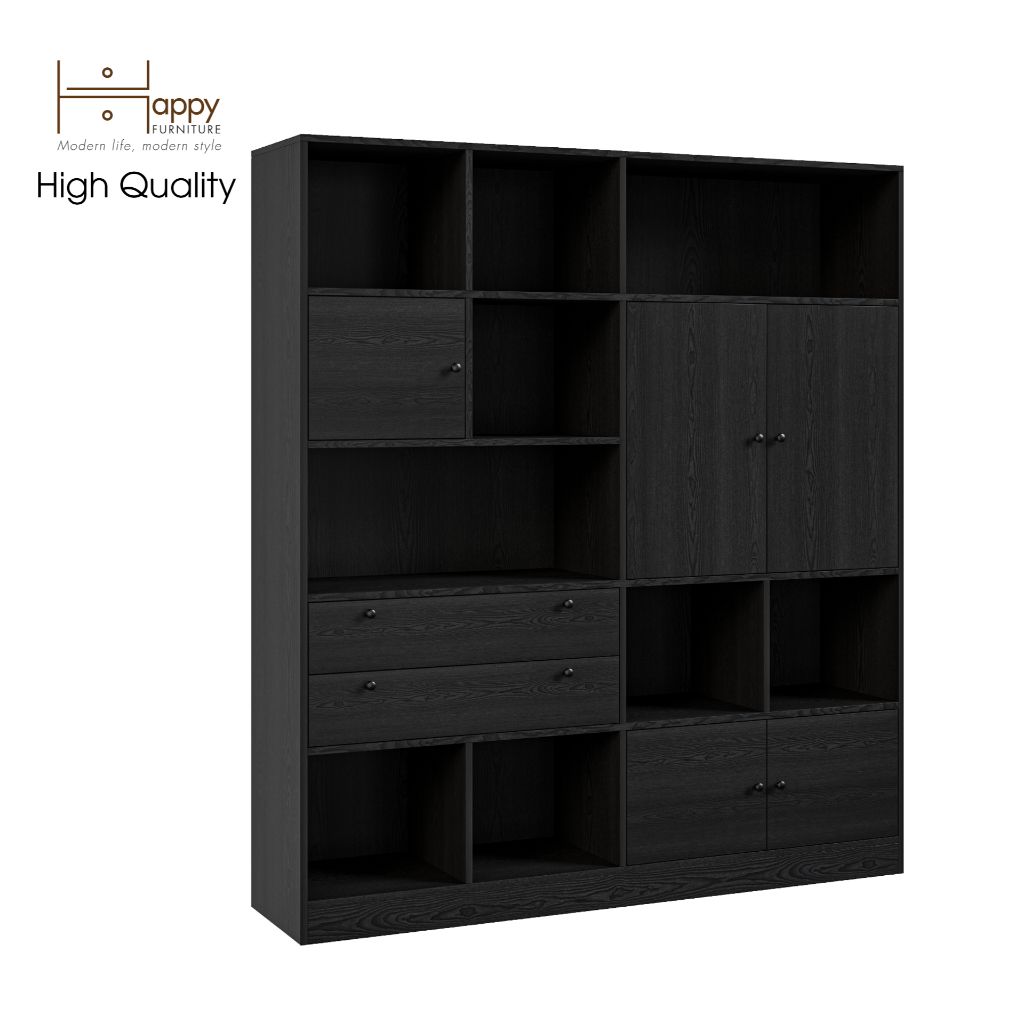 HAPPY FURNITURE , Kệ sách nhiều ngăn - CATY , KSA_026 , 160cm x 38cm x 180cm