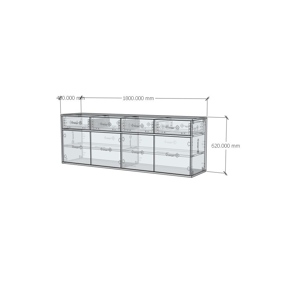 HAPPY FURNITURE , ZACY - Kệ TV 4 cửa mở 4 ngăn kéo, KTV_061 , 180cm x 40cm x 62cm DxRxC, Sản phẩm phổ thông