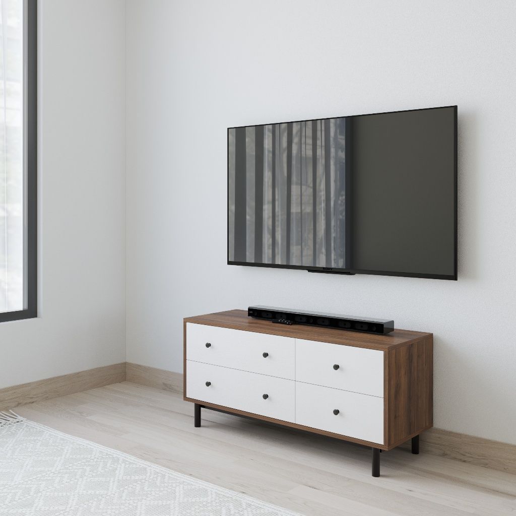 HAPPY FURNITURE , Tủ lưu trữ 4 ngăn kéo - LIVIK, THK_279 , 110cm x 40cm x 52cm DxRxC