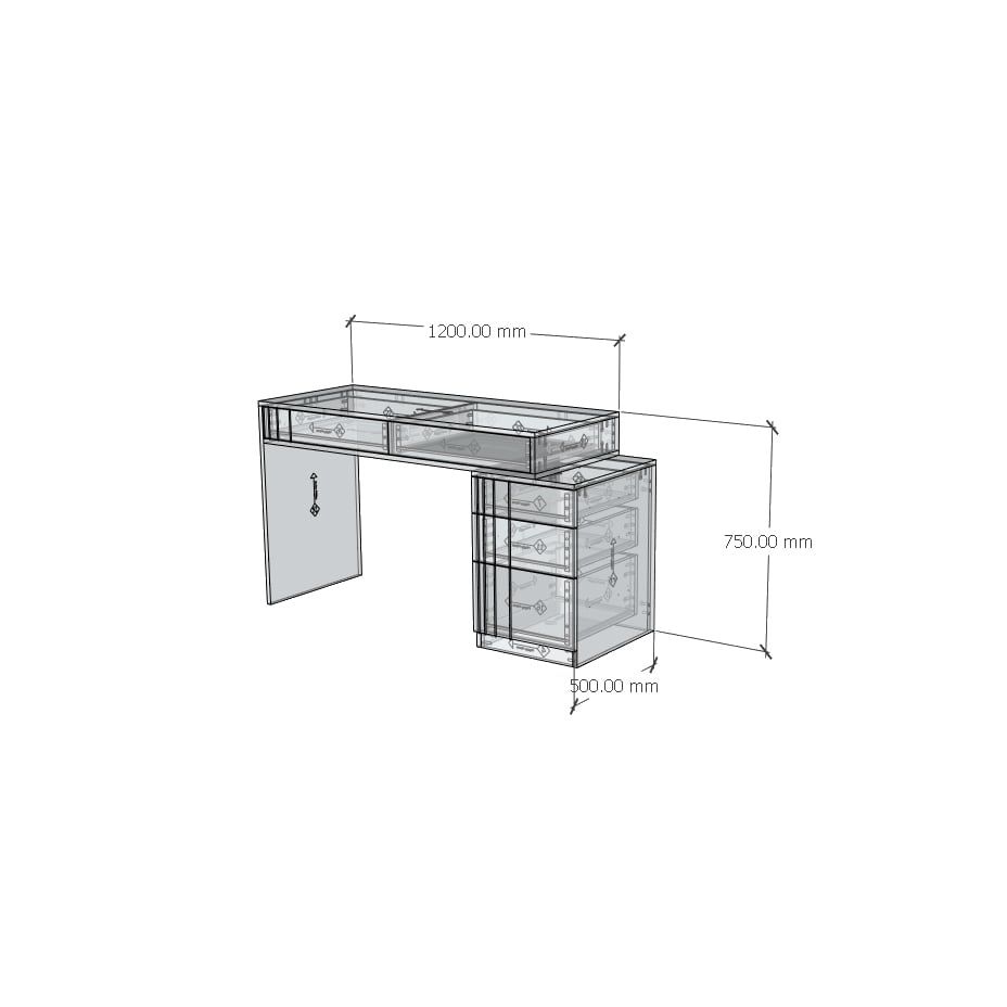 HAPPY FURNITURE , Bàn làm việc 5 ngăn kéo - JOVIE , BAN_084 , 120cm x 50cm x 75cm