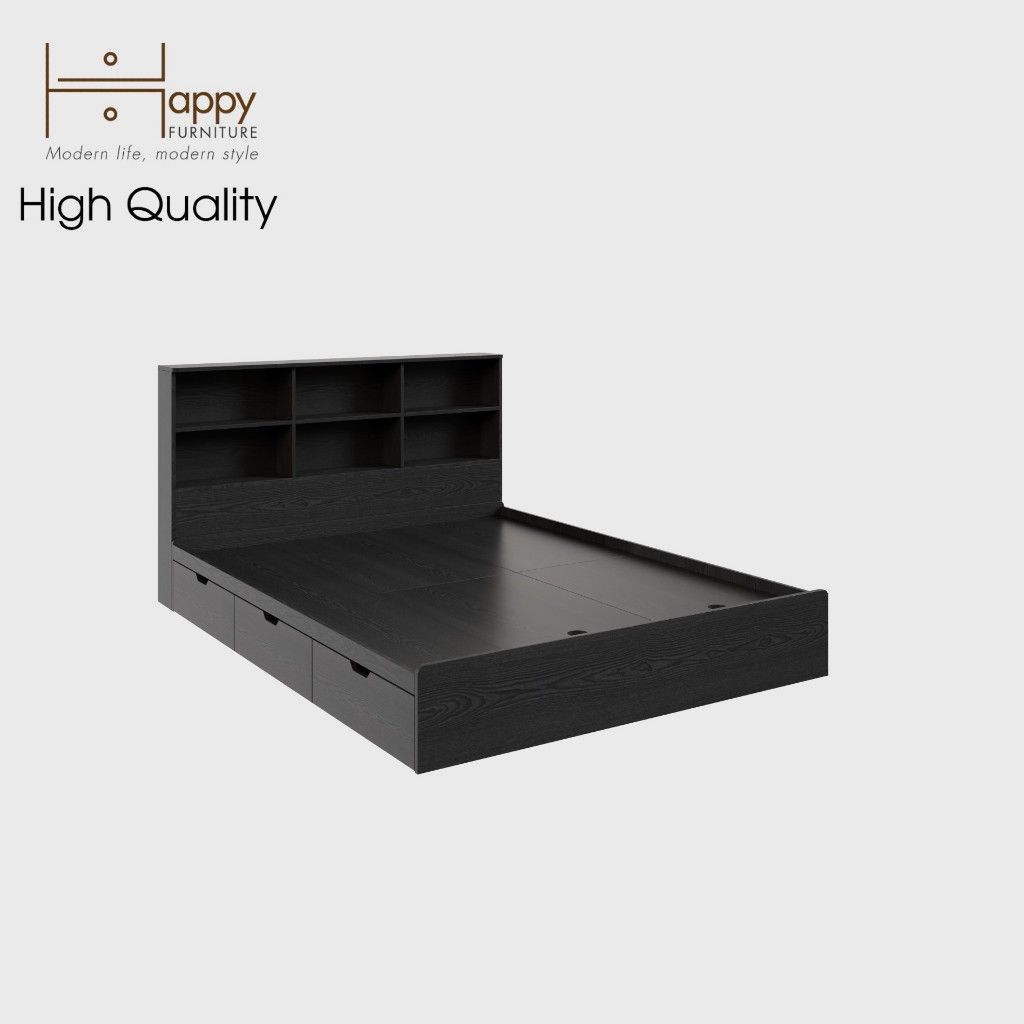HAPPY FURNITURE , Giường ngủ 3 ngăn kéo - BONY , GNG_021 GNG_022 GNG_023 GNG_024 , 221cm x 28cm, dài x cao