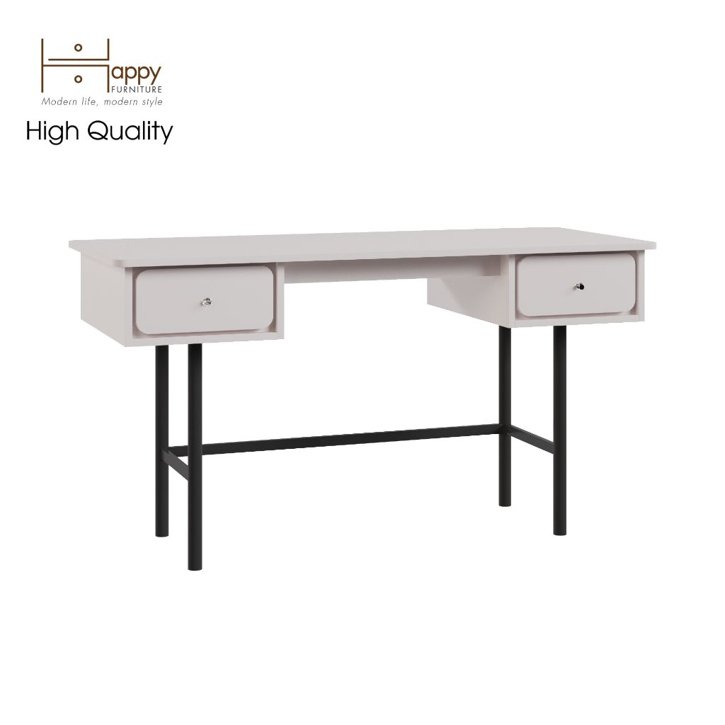 HAPPY FURNITURE , Bàn làm việc 2 ngăn kéo chân sắt - SWEETY , BAN_044 , 140cm x 60cm x 75cm