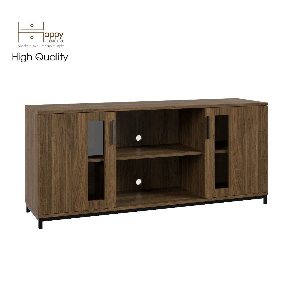 HAPPY FURNITURE , Tủ lưu trữ 2 cửa mở chân sắt - LOUIS , TCM_032 , 150cm x 40cm x 66cm