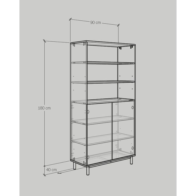 HAPPY FURNITURE , Kệ sách 6 tầng chân sắt - CATY , KSA_017 , 90cm x 40cm x 180cm