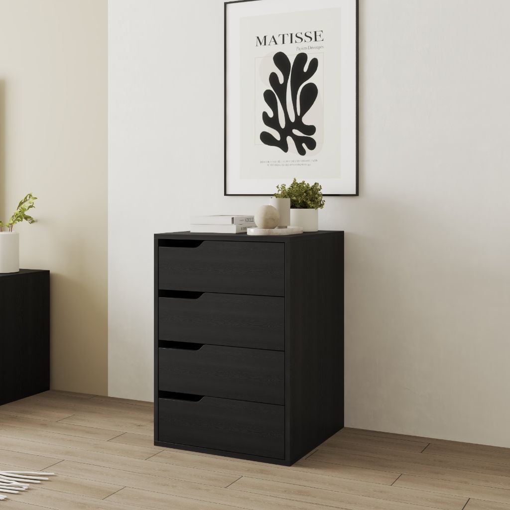 HAPPY FURNITURE , Tủ lưu trữ 4 ngăn kéo - ASO, THK_299 , 50cm x 50cm x 72cm DxRxC