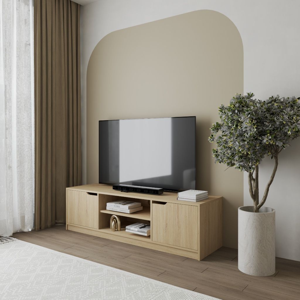 HAPPY FURNITURE , Kệ TV 2 cửa mở - ASO, KTV_091 , 160cm x 45cm x 45cm DxRxC