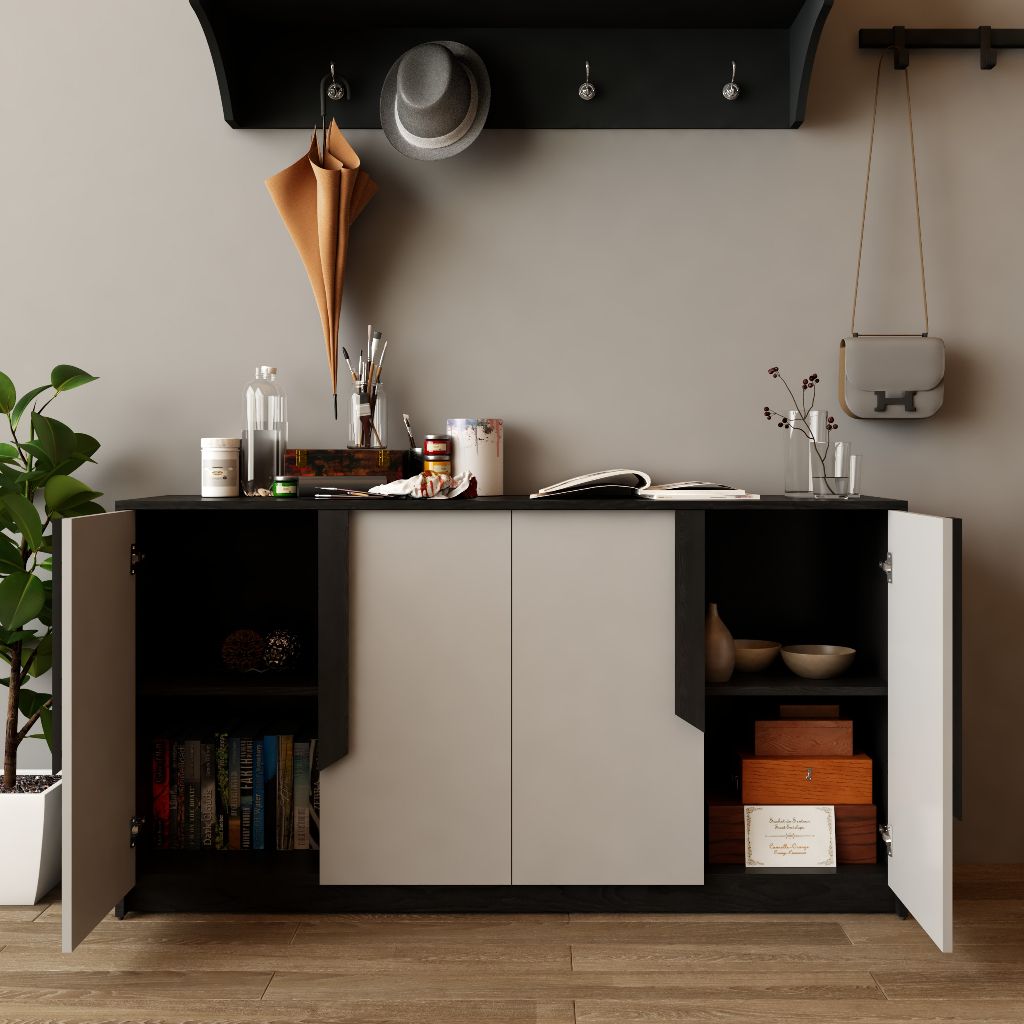 HAPPY FURNITURE , Tủ lưu trữ 4 cánh mở - PONIX , TCM_112 , 160cm x 40cm x 84cm