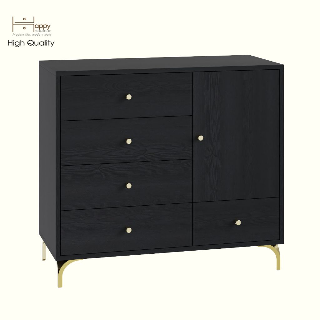 HAPPY FURNITURE , Tủ lưu trữ 1 cửa mở 5 ngăn kéo - HAPPI, TCM_231 , 90cm x 40cm x 82cm DxRxC